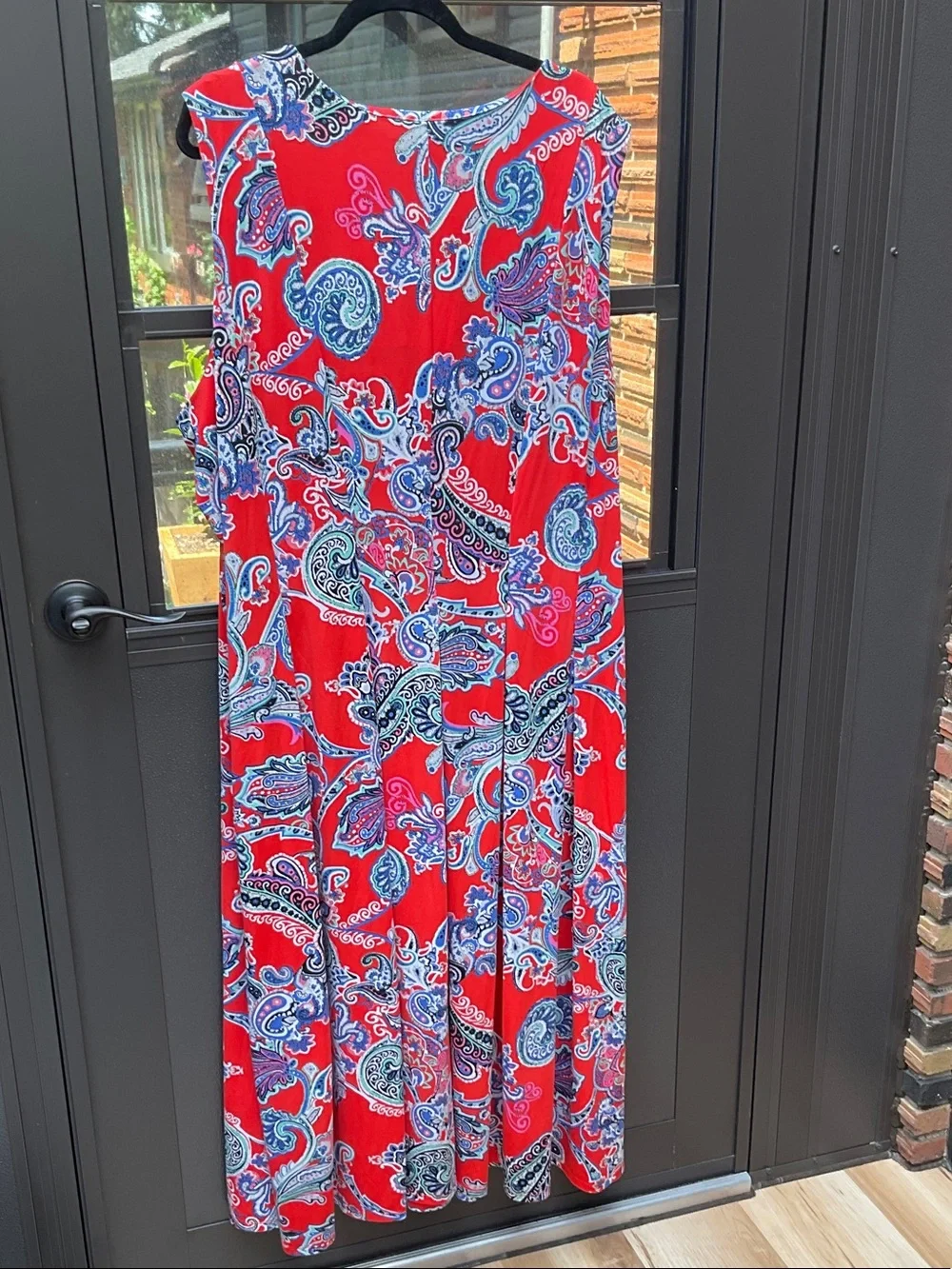 Avenue Red Paisley Maxi Dress with Blue and White Accents - Picture 5 of 8